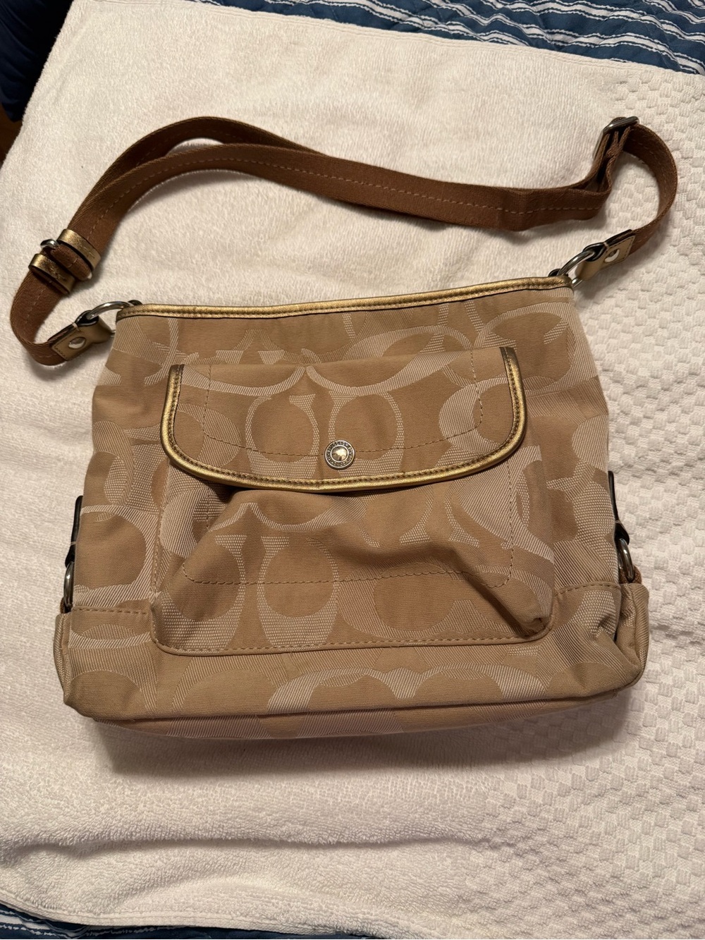 Coach Tan Signature-Print Crossbody Bag